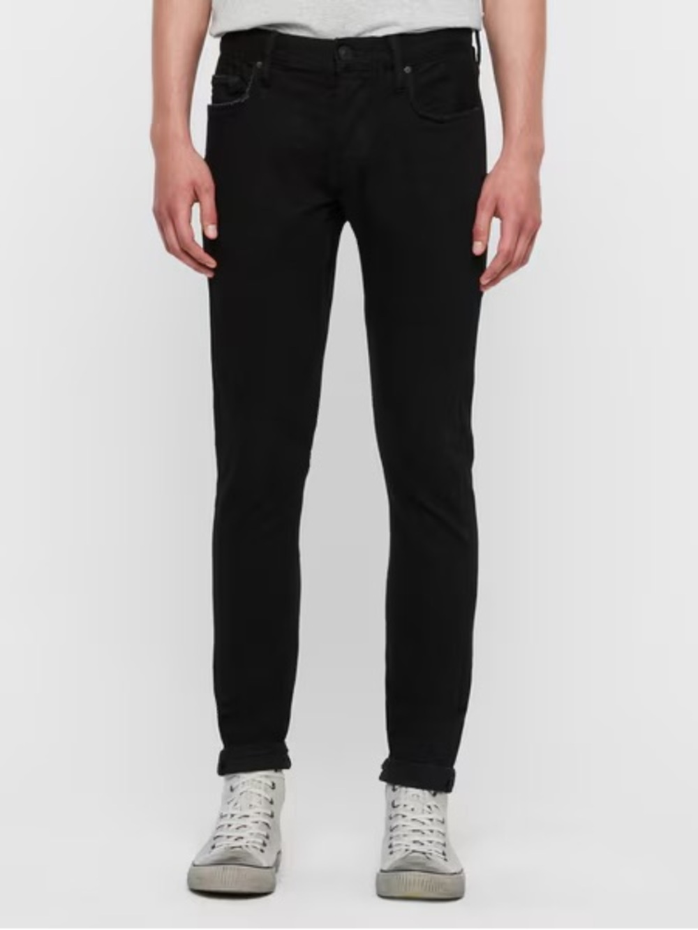 All Saints Men’s Rex Slim Fit Strerch Jeans in Washed Black